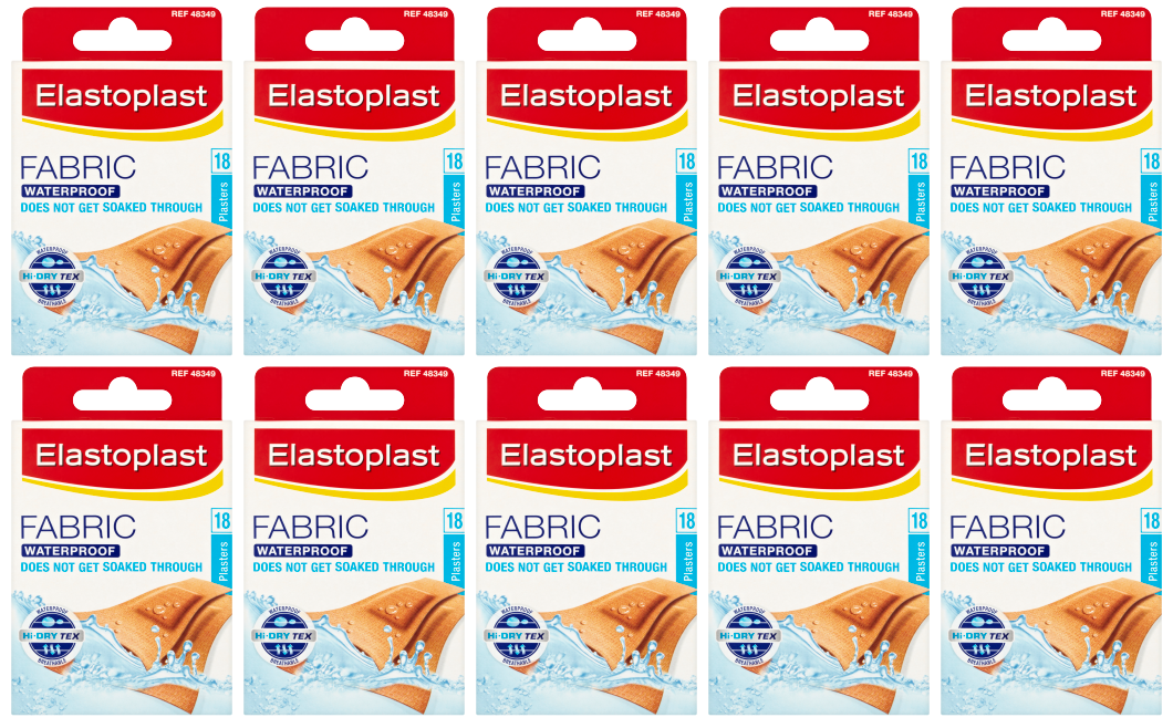 10 x Elastoplast Fabric Waterproof Plasters 18 Pack