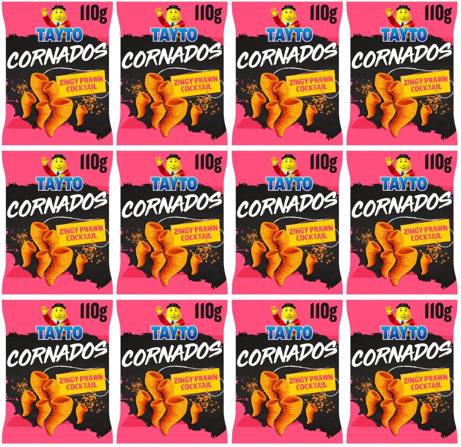 12 x Tayto Cornados Zingy Prawn Cocktail Flavour 110G