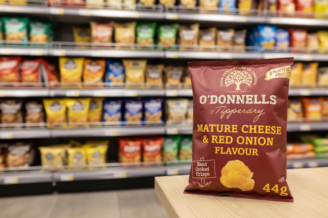 32 x O Donnells Mature Cheese & Red Onion Flavour 44G