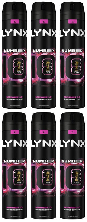6 X Lynx Body Spray Fifa Number 10 - 150Ml