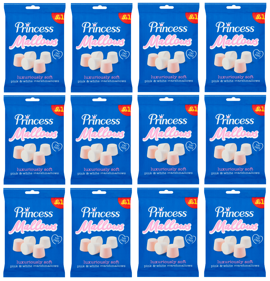 12 x Princess Marshmallows Pink & White 150Gm