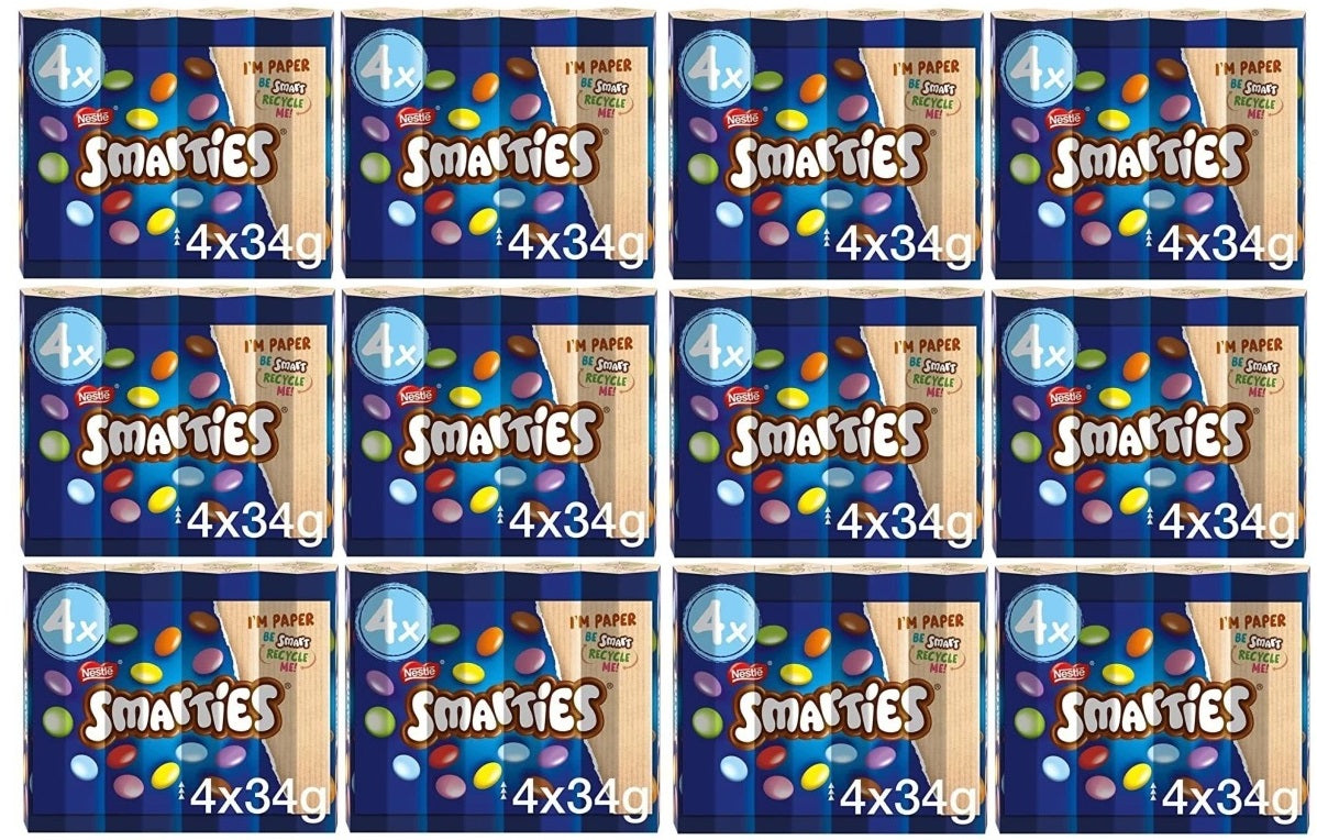 12 x Nestle Smarties 4Pk 34GM