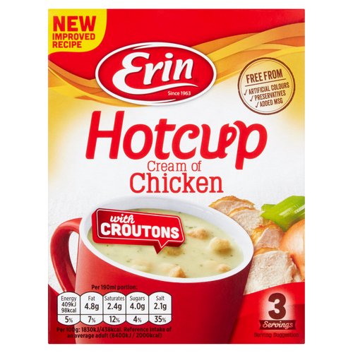 12 x Erin Hotcup Cream Of Chicken With Croutons 67G