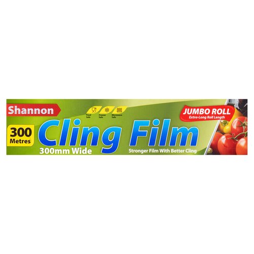 12 x Shannon Cling Film Jumbo Roll 300Mm X 300M