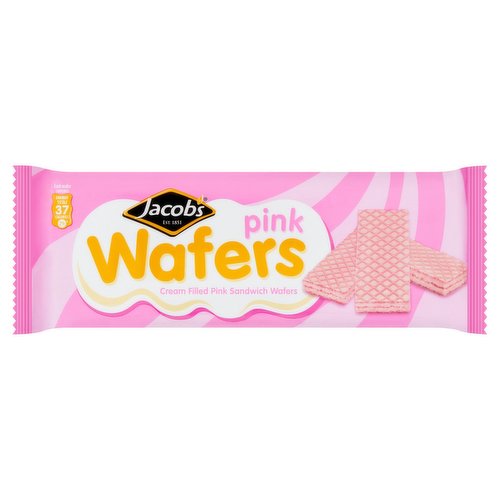 12 x Jacobs Wafers Pink Cream Filled Sandwich 100G