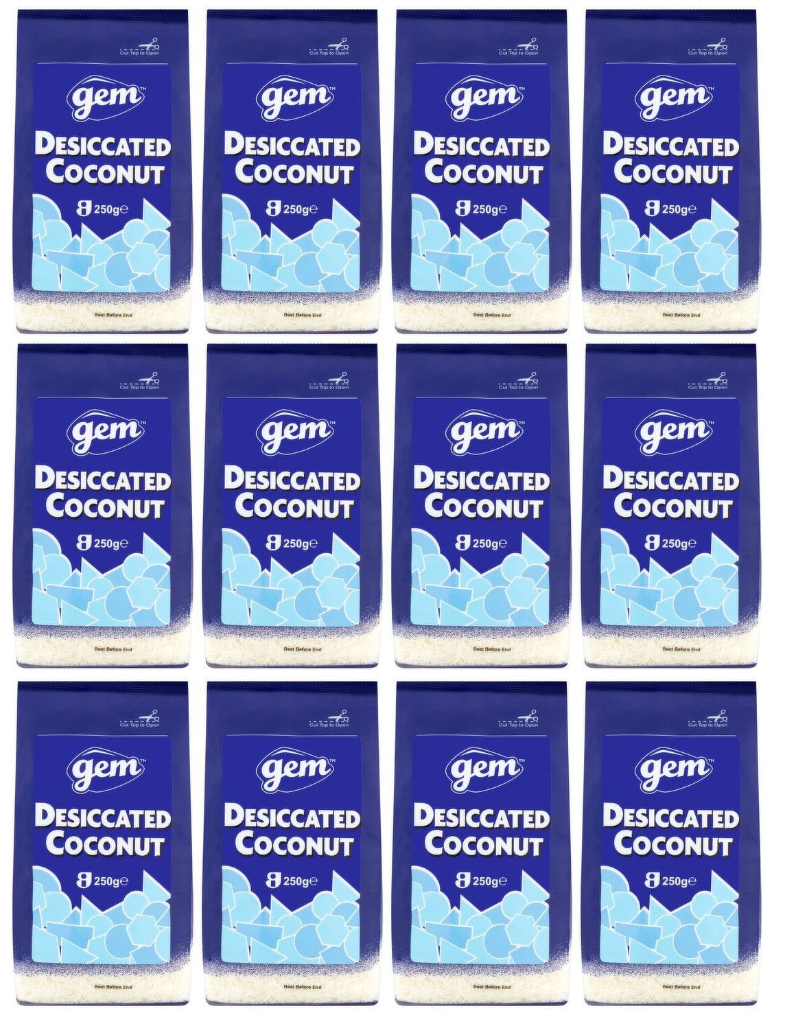 12 x Gem Desiccated Coconut 250G