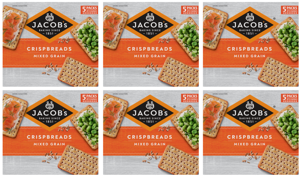 6 x Jacobs Crispbreads Mixed Grain 5Pk 190Gm