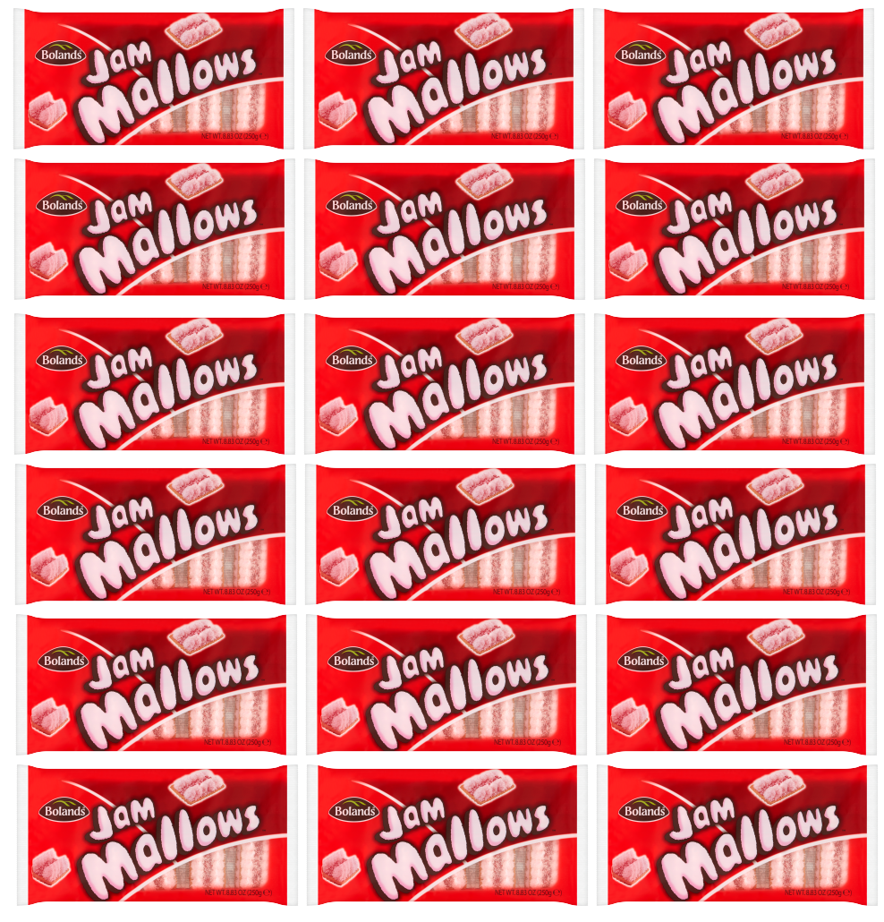 18 x Bolands Jam Mallows 250G