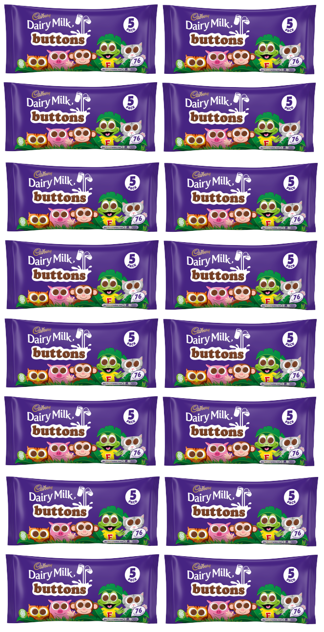 16 x Cadbury Dairy Milk Buttons 5 Treatsize Bags 70G - 5 PACK