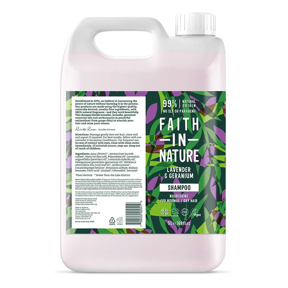 Faith In Nature Lavender & Geranium Shampoo - 5ltr