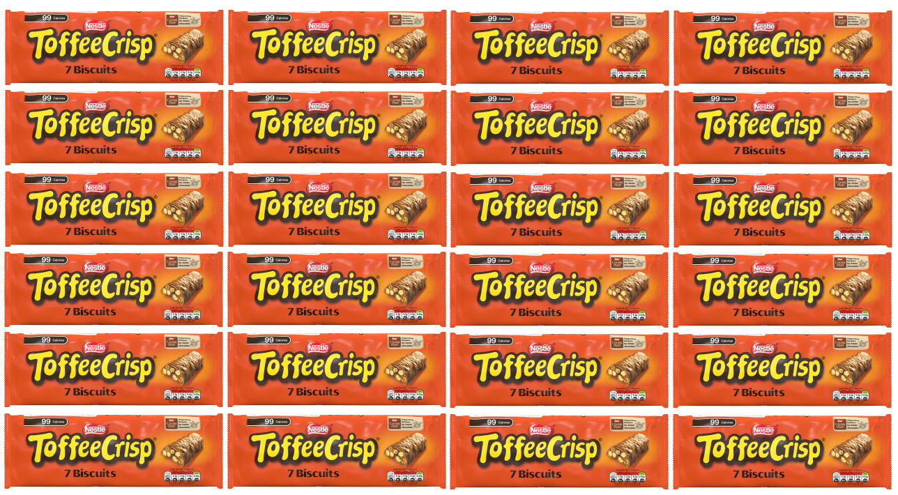 24 x Toffee Crisp Milk Choc Biscuit Bar 7 Pack - 130.9GM