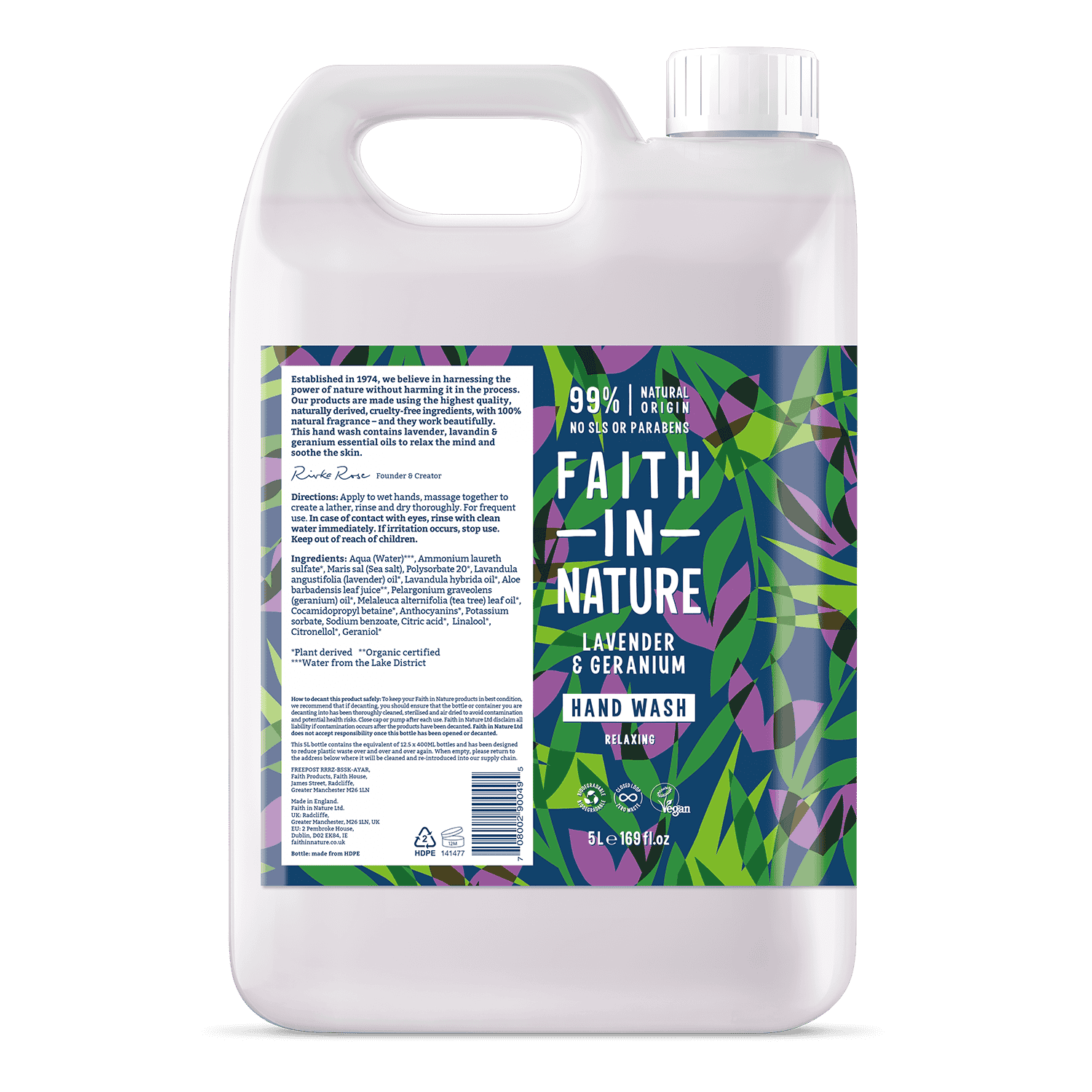 Faith In Nature Lavender & Geranium Hand Wash - 5ltr