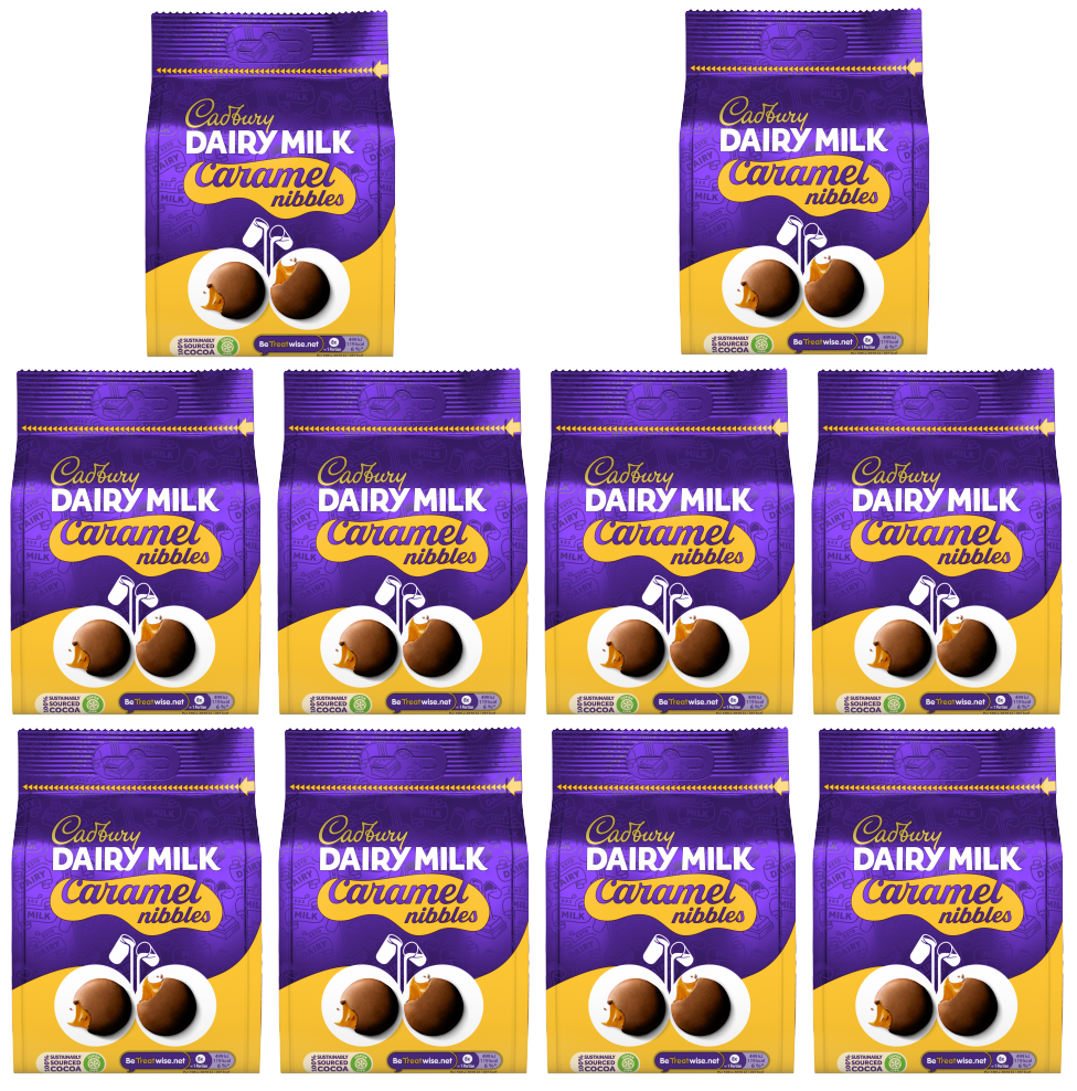 10 x Cadbury Caramel Nibbles Pouch 120Gm