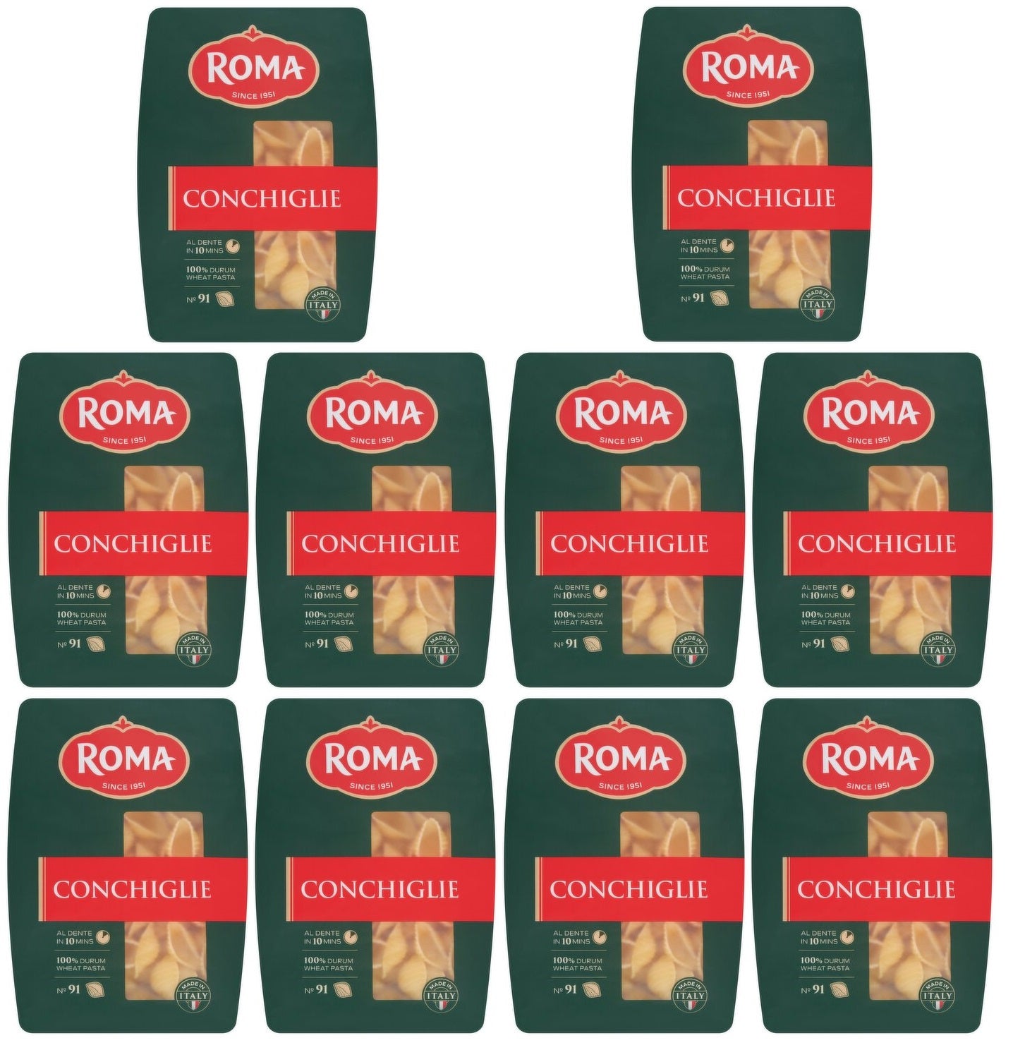 10 x Roma No 91 Conchiglie 500G