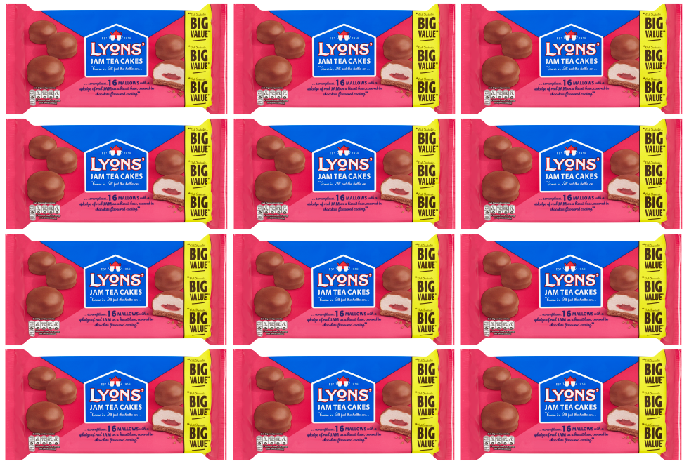 12 x Lyons Jam Teacakes 16'S Big Value Pack 200Gm