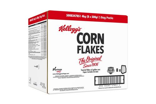 8 x Kellogg's Corn Flakes Cereal Bag Pack 8 X 500G (4Kg)