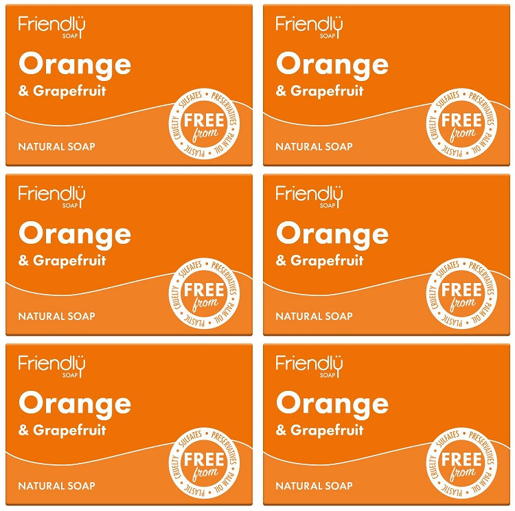 6 x Friendly Soap Orange & Grapefruit Soap - 95g