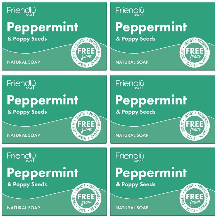 6 x Friendly Soap Peppermint & Poppy Seeds Soap - 95g