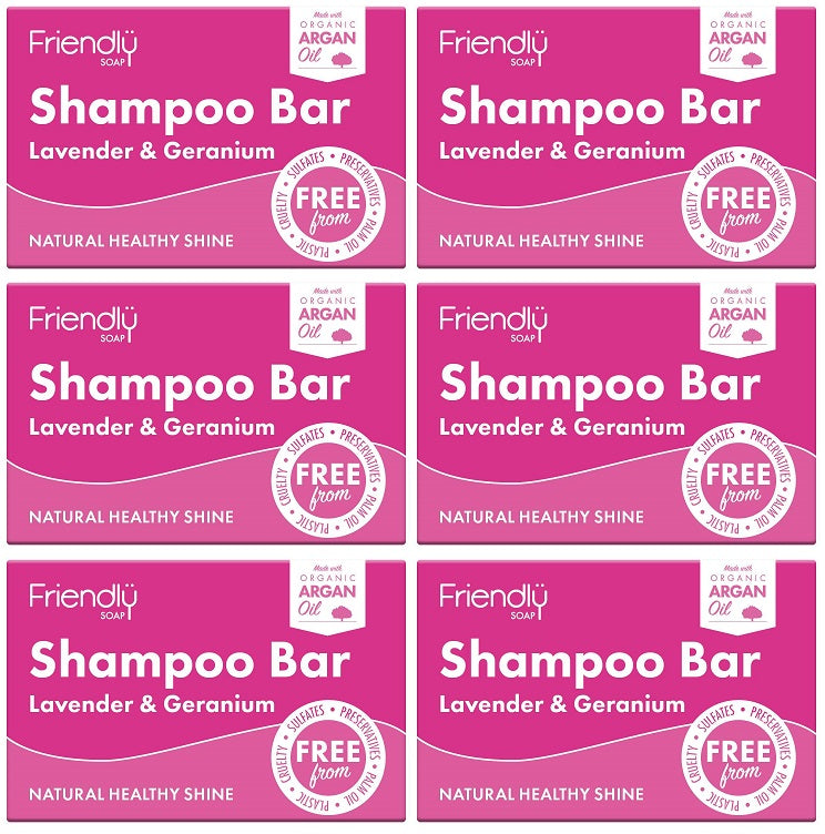 6 x Friendly Soap Lavender & Geranium Shampoo Bar - 95g