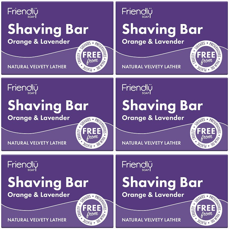6 x Friendly Soap Orange & Lavender Shaving Bar - 95g