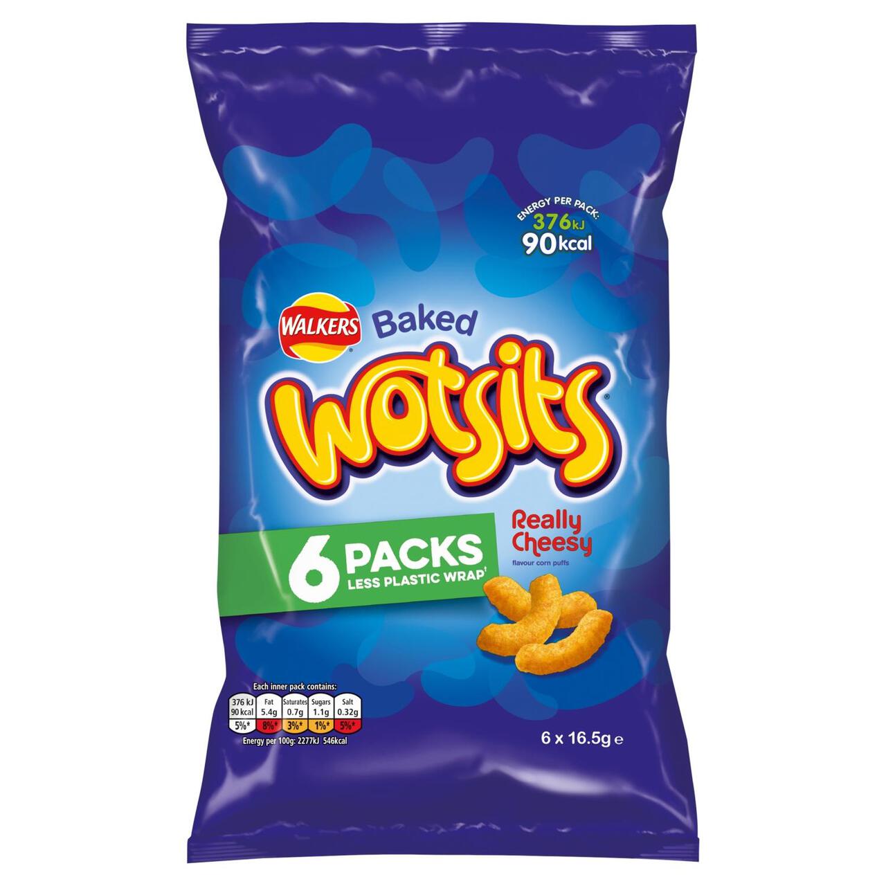 32 x Walkers Wotsits Really Cheesy Multipack Snacks Crisps 6X16.5G