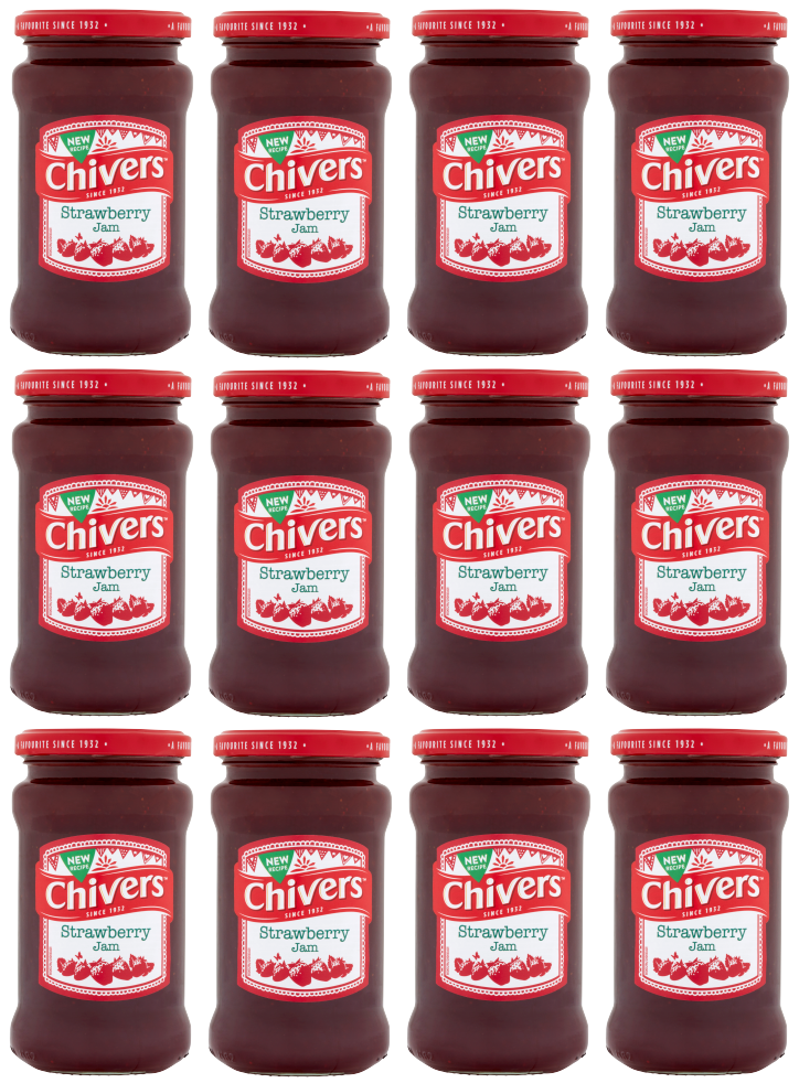 12 x Chivers Strawberry Jam 370Gr