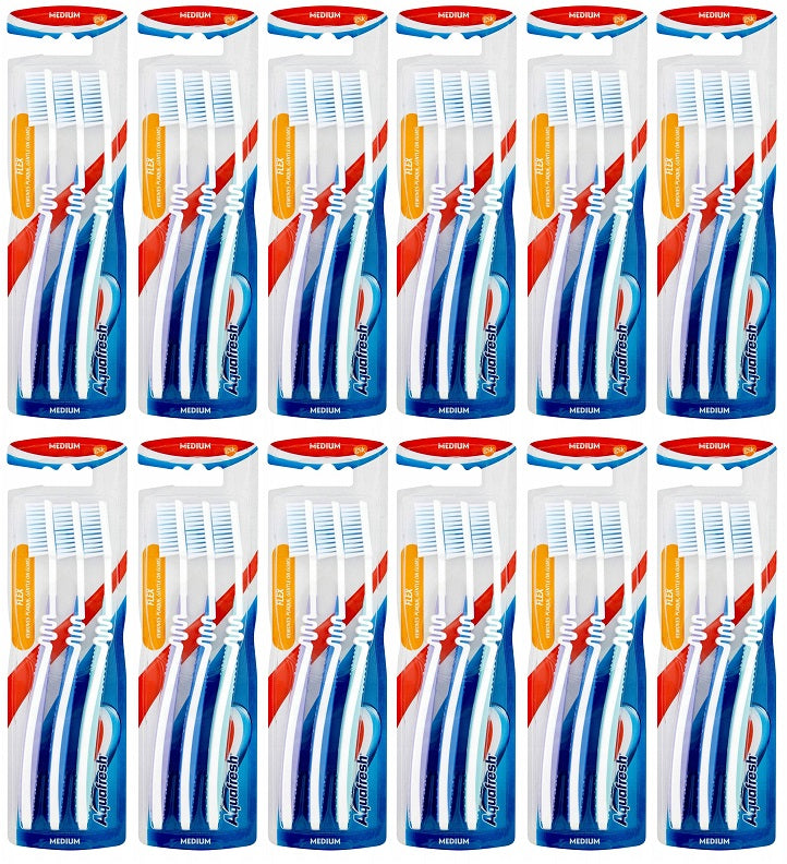 12 x Aquafresh Flex Toothbrush Medium Three Pack