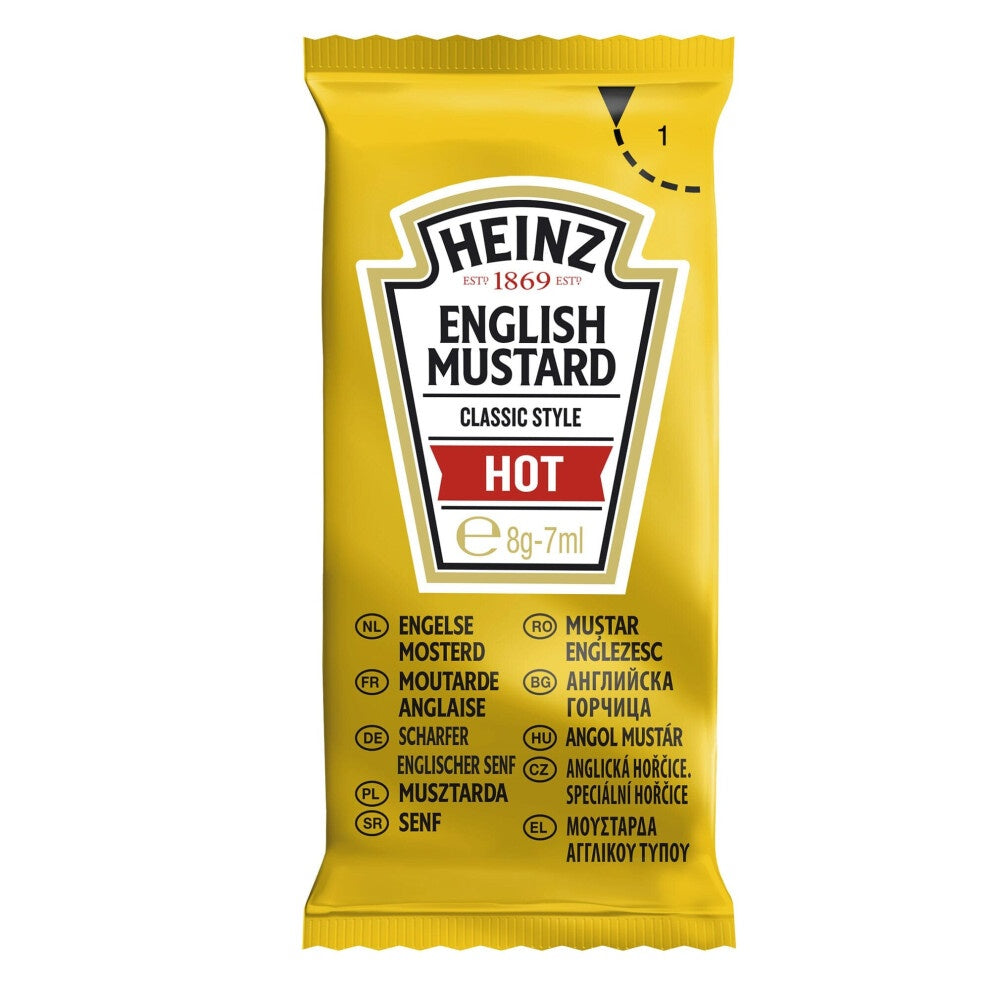 250 x Heinz English Mustard Hot 7Ml