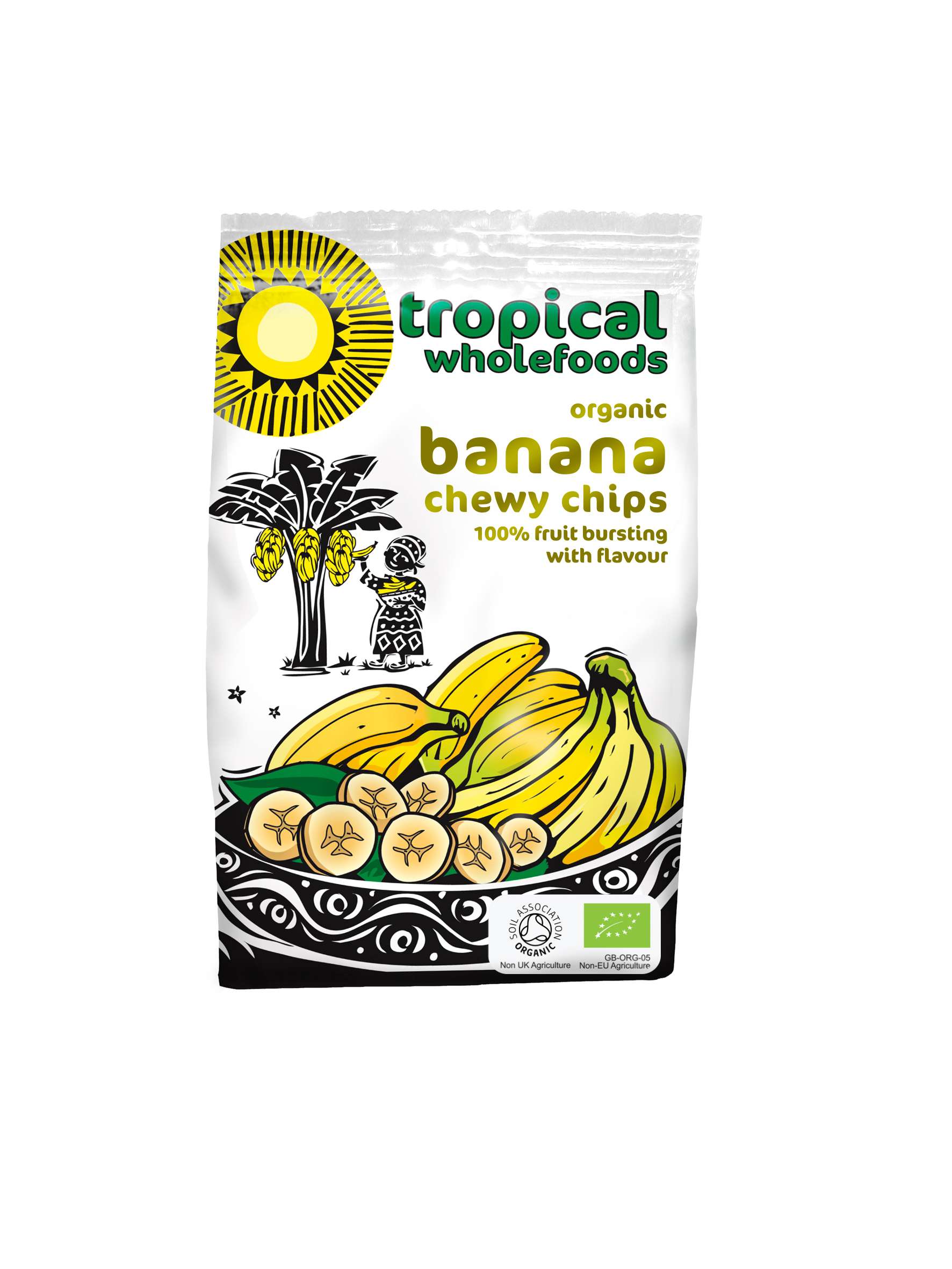 14 x Tropical Wholefoods FT Org Chewy Banana Chips  - 150g
