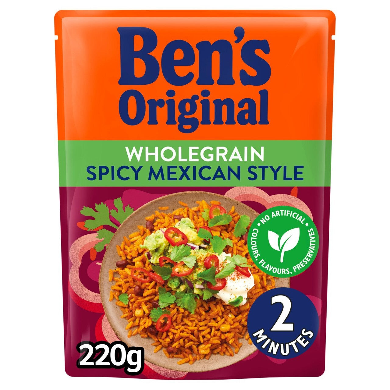 6 x Ben's Original Wholegrain Spicy Mexican Microwave Rice 220G