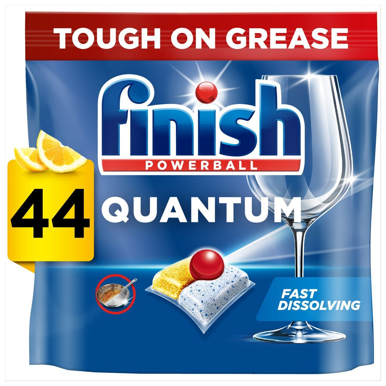 6 x Finish Quantum All In One Dishwasher Tablets Lemon - 44 Tabs