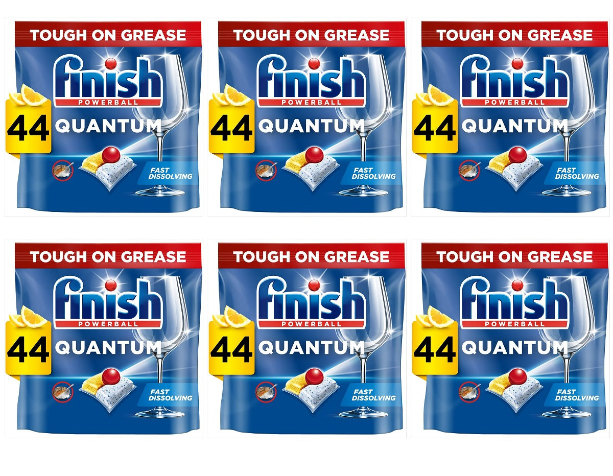 6 x Finish Quantum All In One Dishwasher Tablets Regular - 44 Tabs