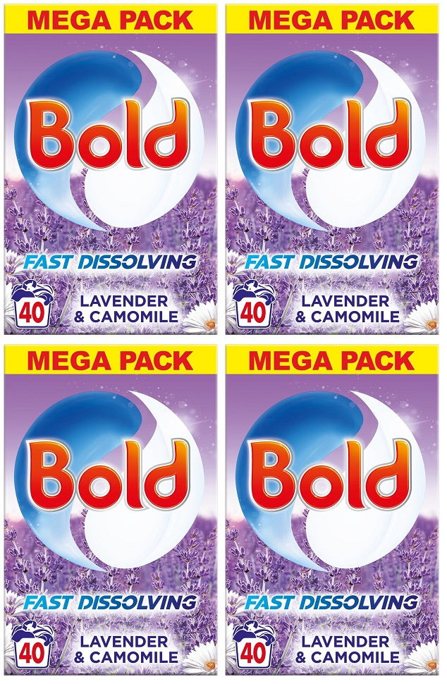 4 x Bold Washing Powder 2Kg 40 Washes Lavender & Camomile