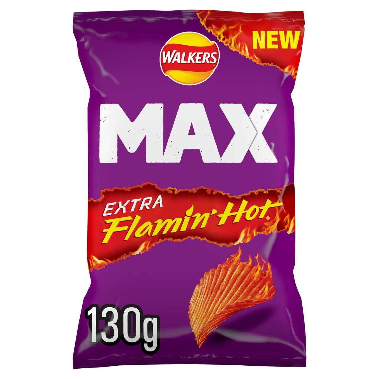 12 x Walkers Max Extra Flamin  Hot Sharing Bag Crisps 130G