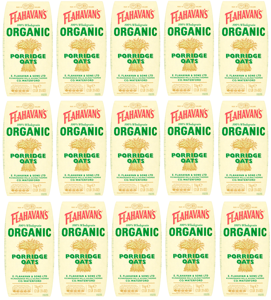 15 x Flahavans Organic Porridge Oatlets - 1Kg