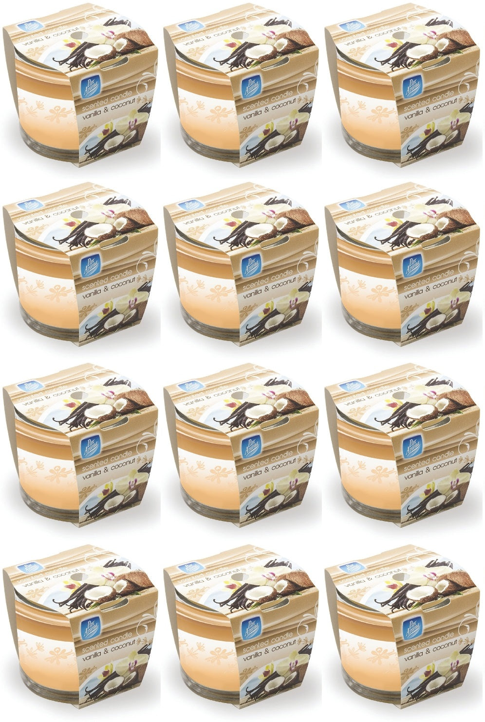 12 x Pan Aroma Candle Vanilla & Coconut Single