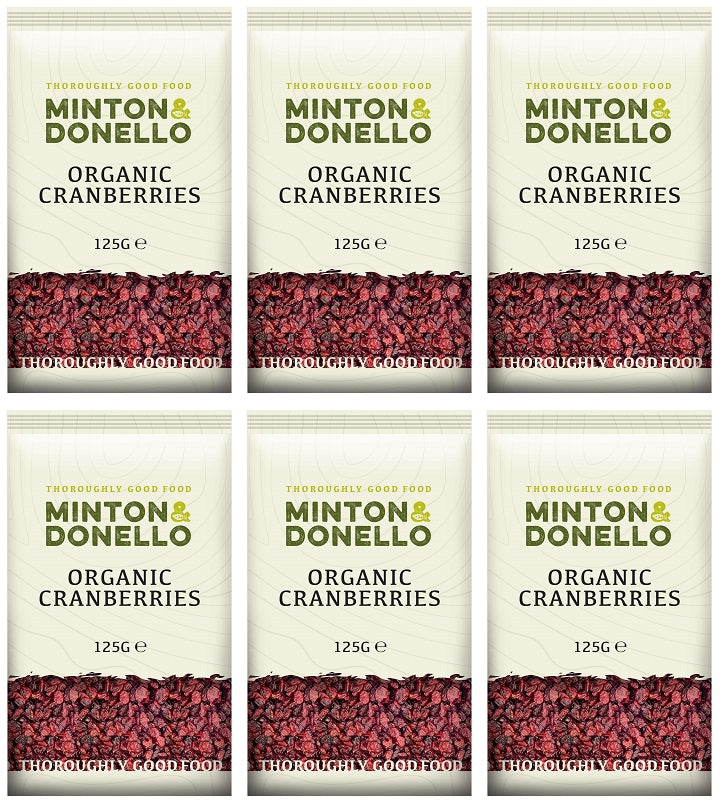 6 x Minton & Donello Organic Cranberries - 125g