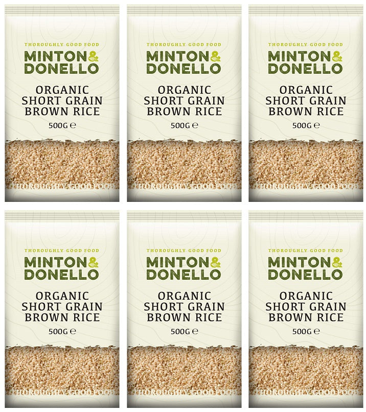 6 x Minton & Donello Organic Short Grain Brown Rice - 500g