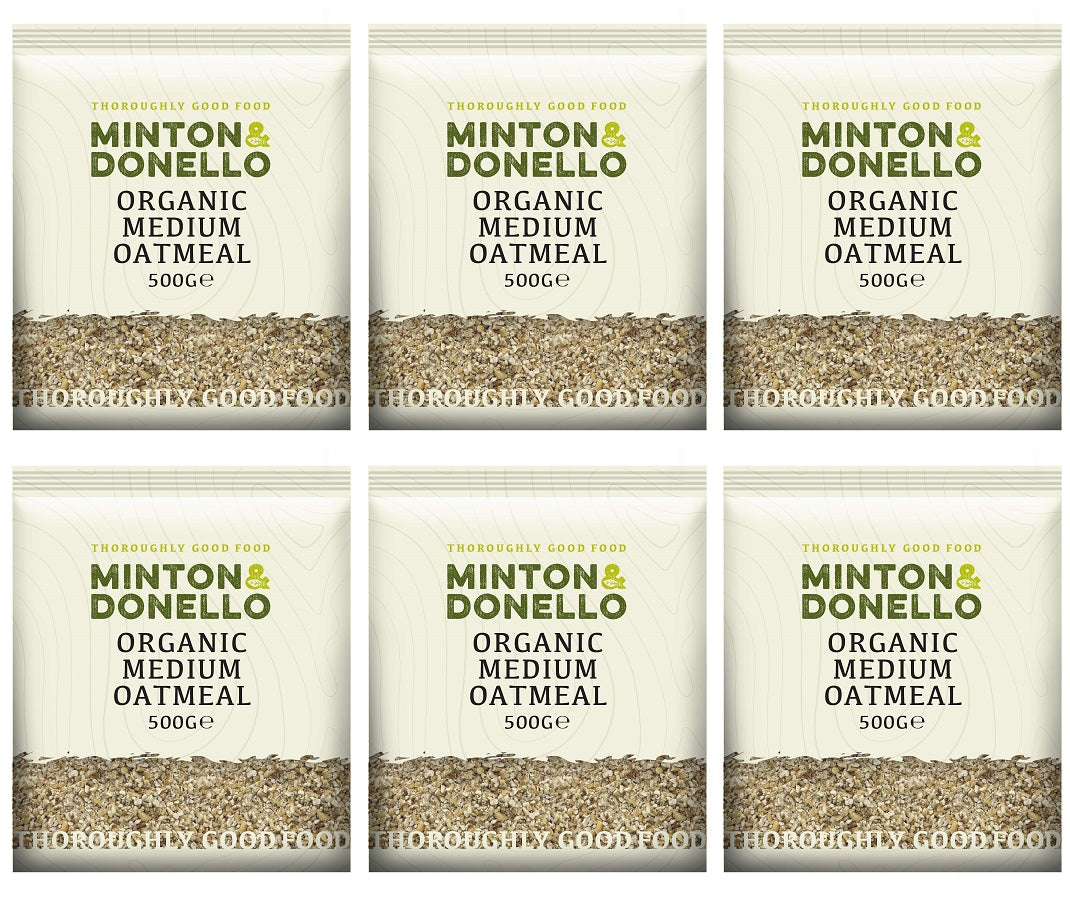 6 x Minton & Donello Organic Medium Oatmeal - 500g
