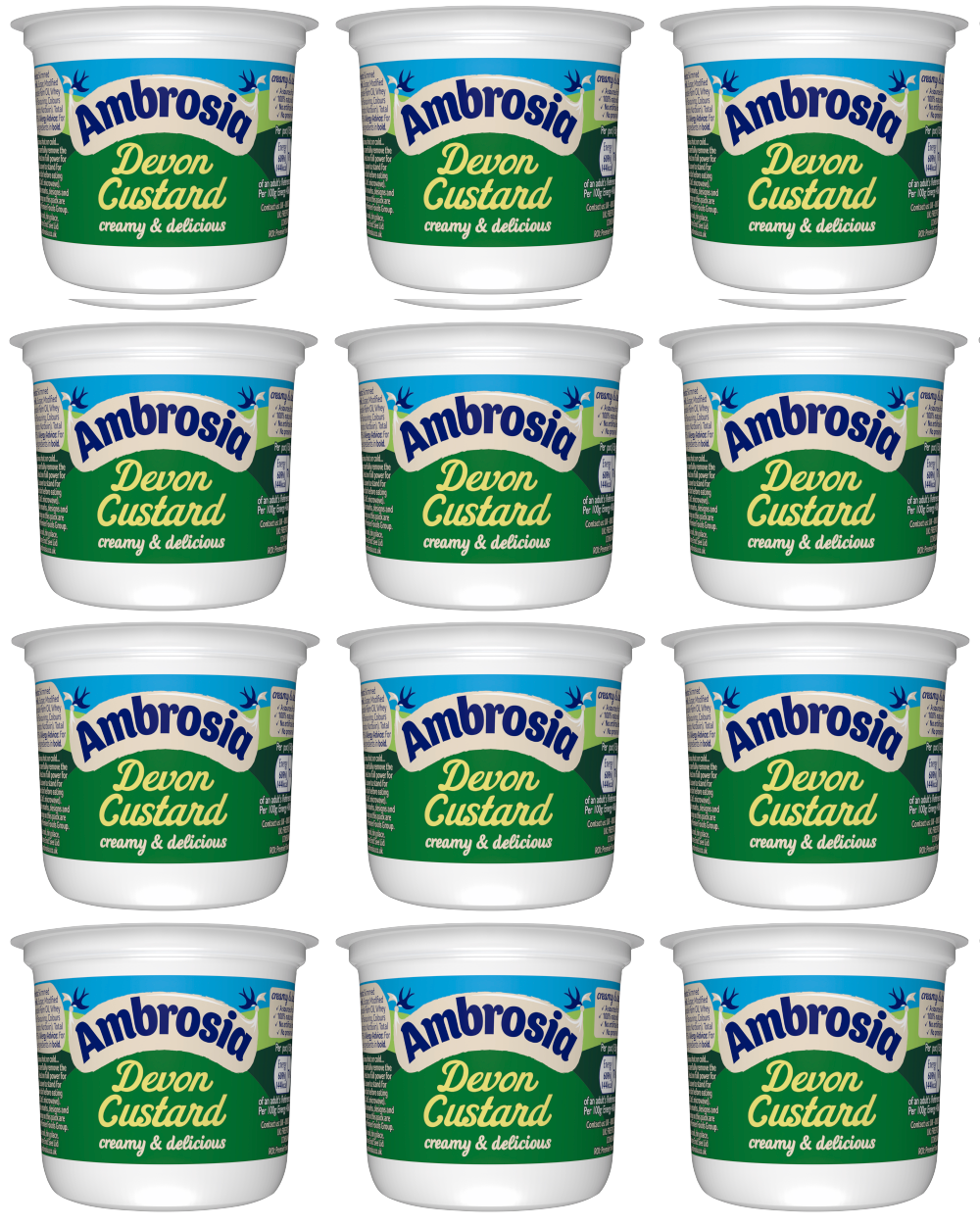 12 x Ambrosia Custard Original Pot 150G