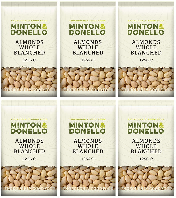 6 x Minton & Donello Almonds Whole Blanched - 125g