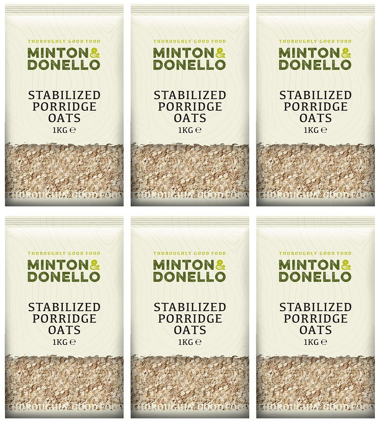 6 x Minton & Donello Stabilized Porridge Oats - 1000g