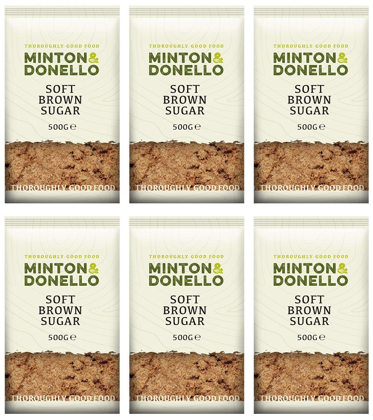 6 x Minton & Donello Soft Brown Sugar - 500g