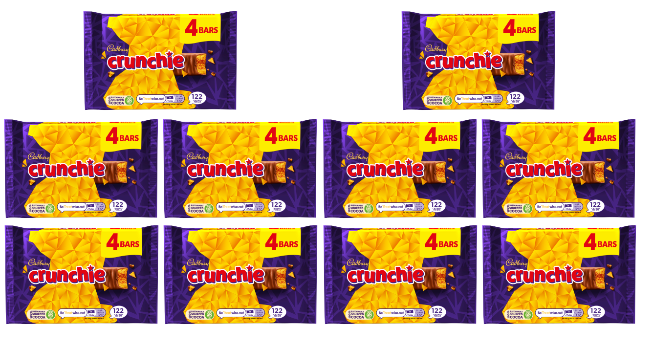 10 x Cadbury Crunchie Snacksize 4Pk 104Gm