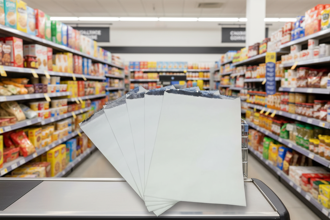 500 x Plain Foil Portion Bag White - 7X9X8