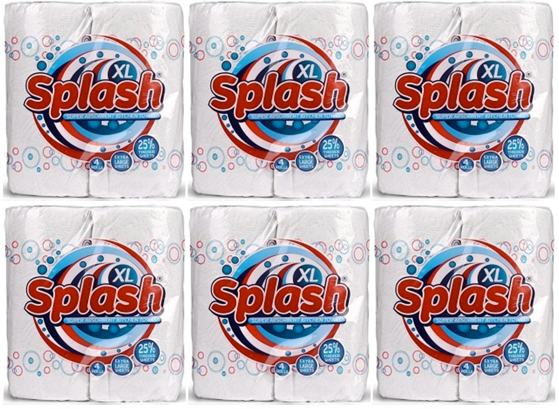 6 x Splash Xl Kitchen Towel 4 Roll