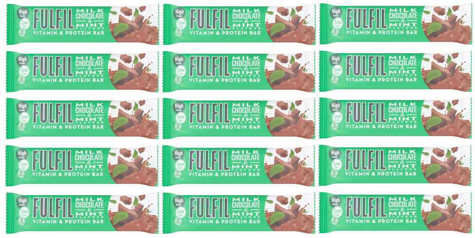 15 x Fulfil Milk Chocolate & Mint Vitamin & Protein Bar 55Gm