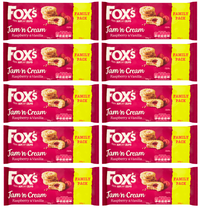 10 x Foxs Jam And Cream Twinpack 300Gm