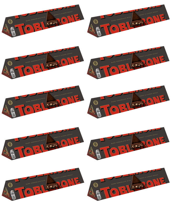 10 x Toblerone Dark Chocolate Large Bar - 360Gm