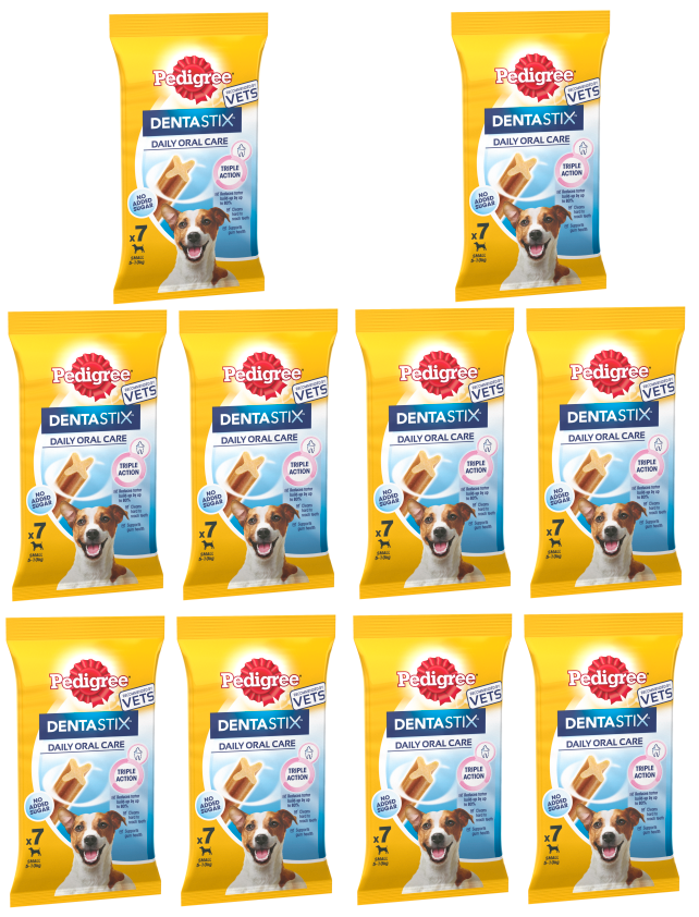 10 x Pedigree Dentastix Small Dog Dental Chews 7 Stick 110Gm